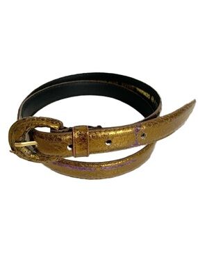 Vintage Leather Shop Genuine Snake Skin Belt with Covered Rounded Belt Buckle